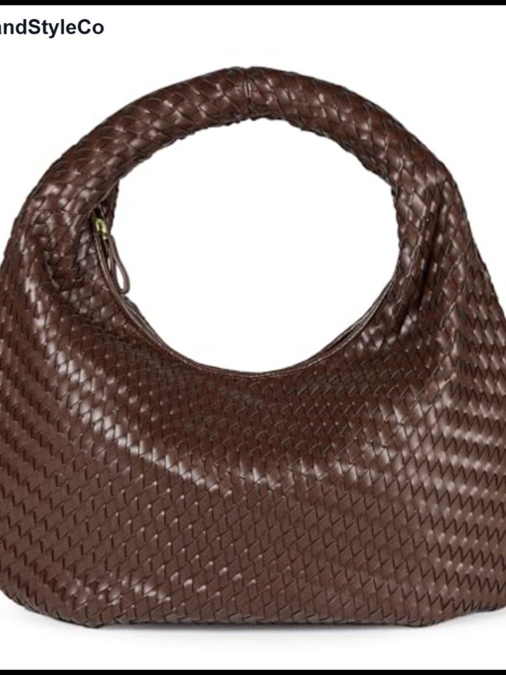 Faux Leather Woven Shoulder Bag Satchel Lightweight Padded Handle Zip